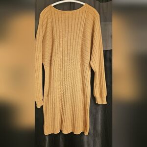 PROMESA WOMEN'S BEIGE CARMEL TAN L/S HEAVY KNIT LONG MAXI DRESS SIZE LARGE